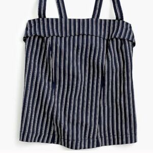 J. Crew Navy and White Striped Linen Point Sur Freddie Tank